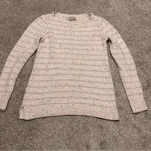 LOFT Cream Speckled Crew Neck Sweater